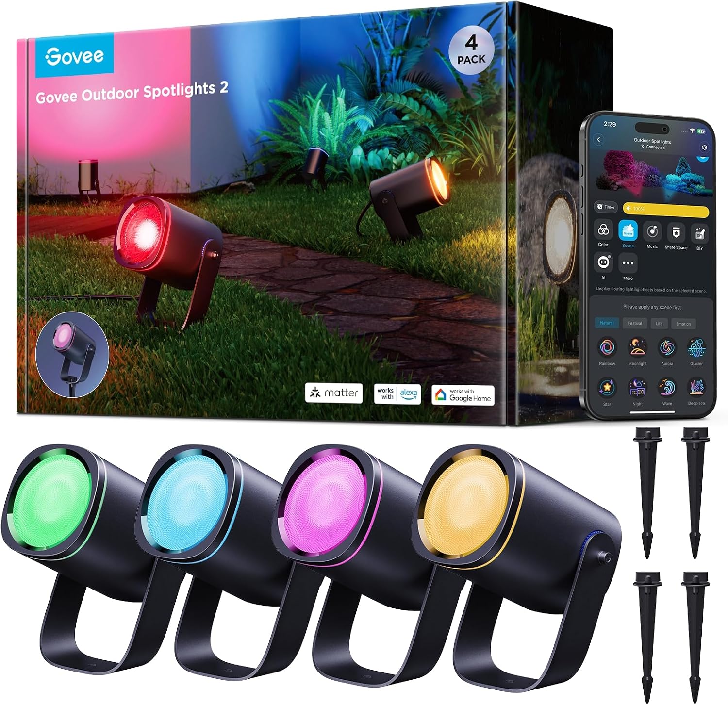 Govee Outdoor Spot Lights 2 four-pack landscape lighting kit